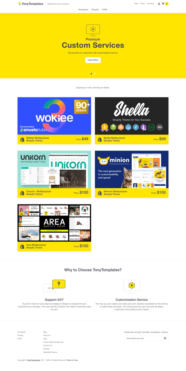 TonyTemplates website home page