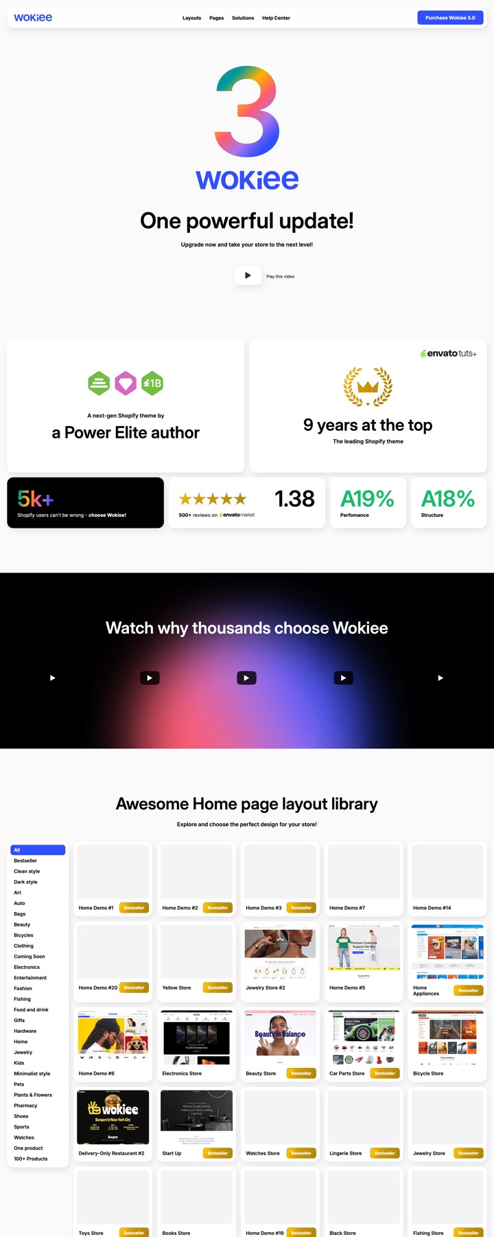 Wokiee Shopify theme website home page